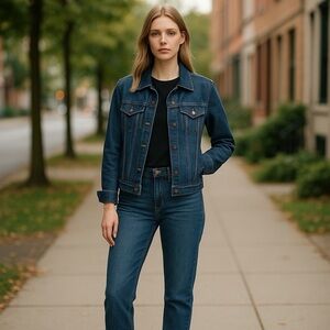 Earl Jean dark wash denim jacket sz S nwot, 015
